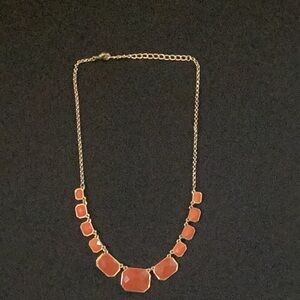 Elegant Gold and Deep Peach / Orange 21” Necklace